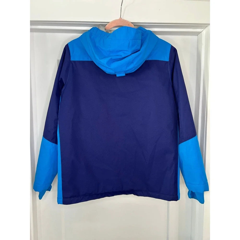 Lands End Kids Youth Ski Snow Hooded Jacket Blue Large 14‎ 16 Insulated Coat